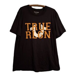True Religion Men's Tshirt Large Black Y2K Thick‎ Logo Streetwear Lounge Leisure